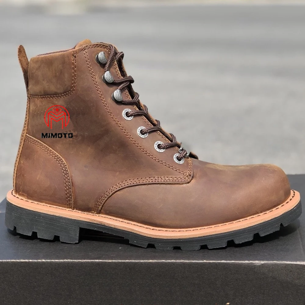 Мотоциклетная обувь из натуральной кожи Мужские сапоги для верховой езды Зимние