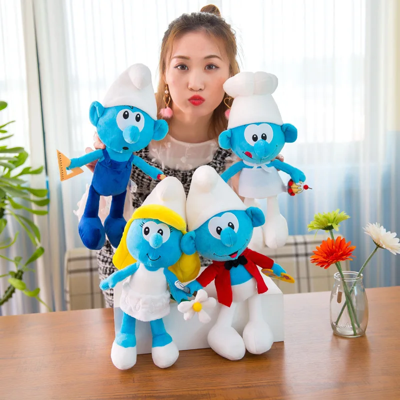 

Милые Мультяшные Smurfs из мультфильма Disney, плюшевые игрушки, Smurfs, модели художника, инженера, 40 см, плюшевые игрушки, детские подарки на день ро...