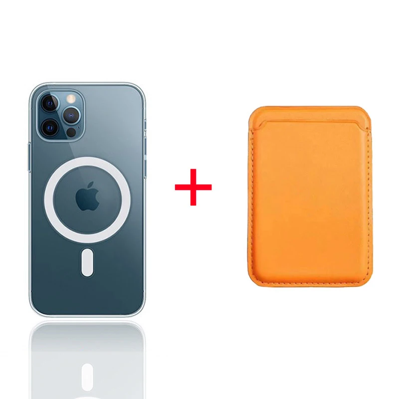 

2 in 1 Transparent Magnetic Case + Wallet Card Bag for iPhone 12 Pro Max Magnet Card Holder for iPhone 12 Mini Mobile Phone Bags