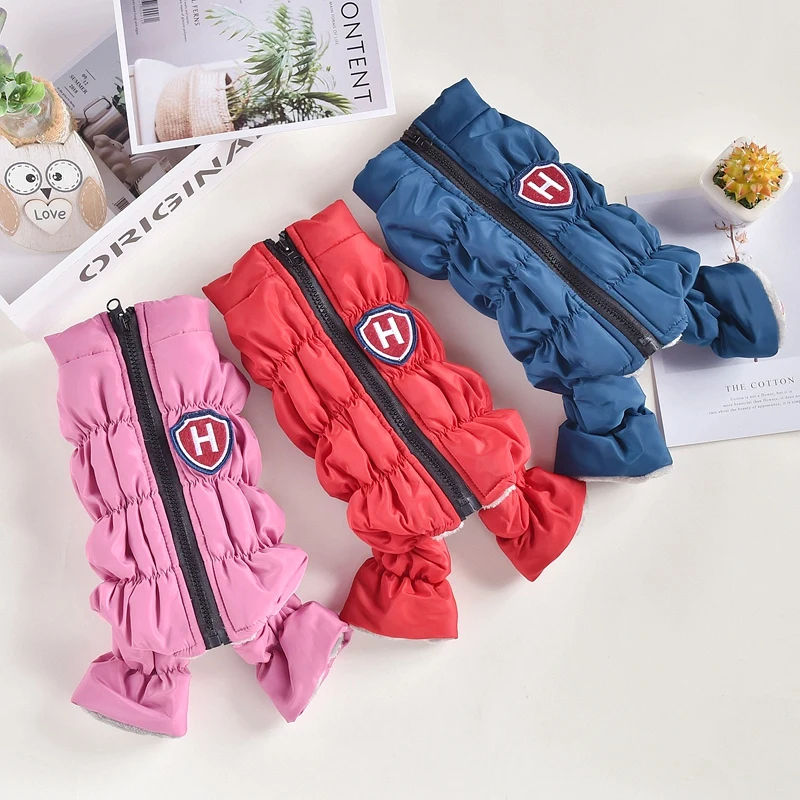 Комбинезон унисекс на молнии для собак водонепроницаемый пуховик синего и