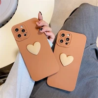 3d love heart phone case for iphone 13 12 11 pro max x xr xs max 7 8 plus matte candy color shockproof bumper soft back cover