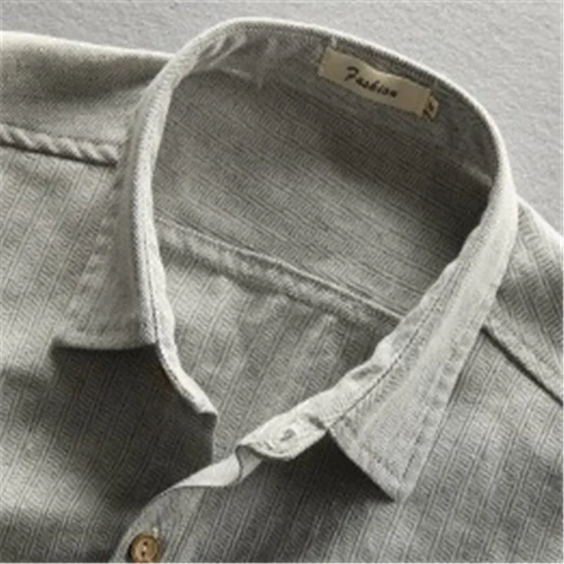 Винтажная хлопковая Льняная мужская рубашка весна лето дышащие рубашки с