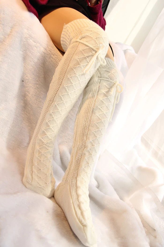 Зимние женские вязаные очень длинные сапоги высокие теплые Гольфы выше колена