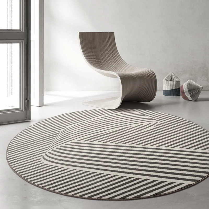 

120cm Round Game Mat Baby Crawling Mat Modern Minimalist Round Carpet Bedroom Living Room Blanket Geometric Line Round Mat Decor