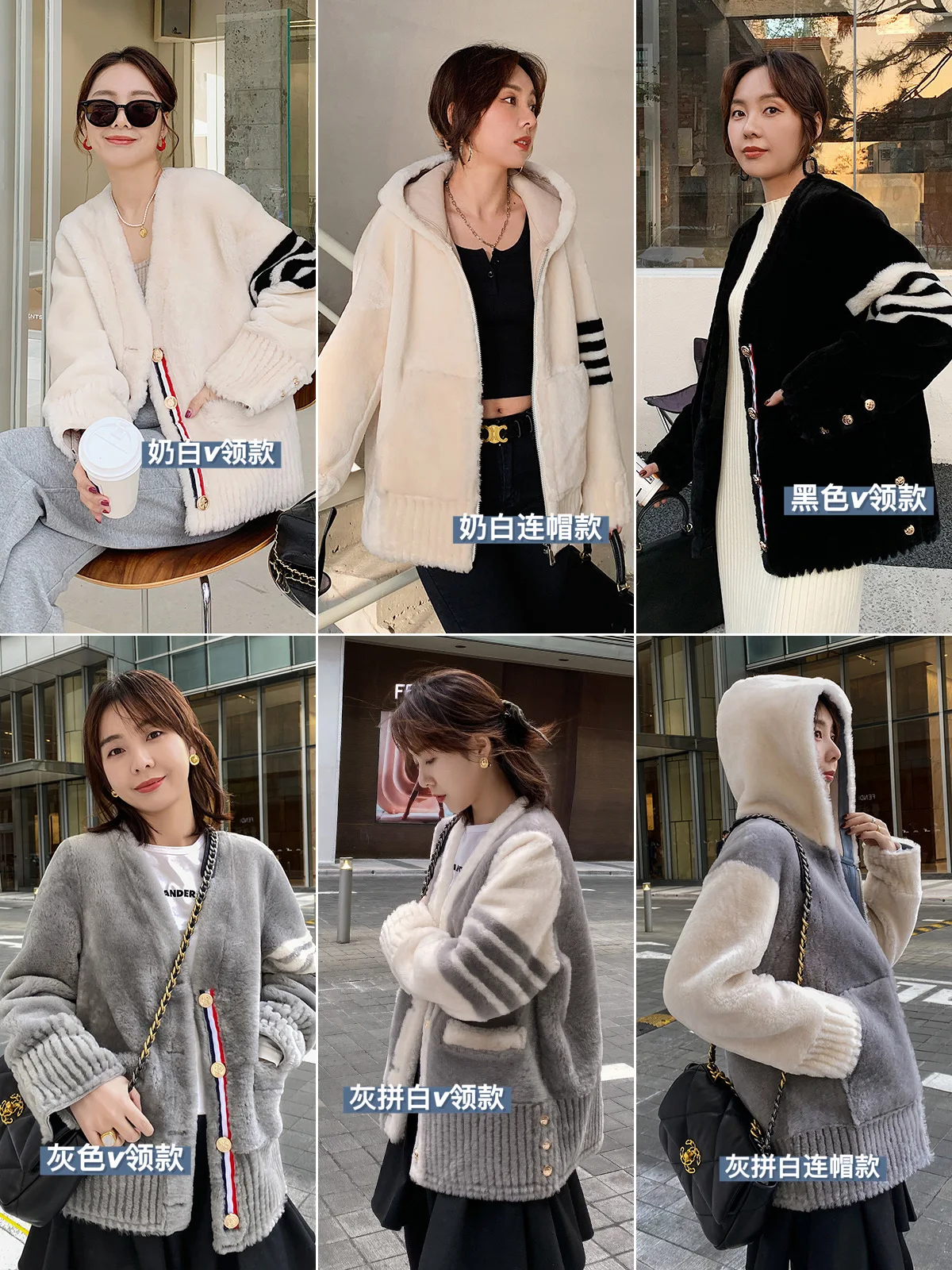 Simple Temperament V-Neck Merino Sheep Fur Doble-Faced Fur Coat Women Female Short Locomotive Slim Real Fur Winter New Young y2k