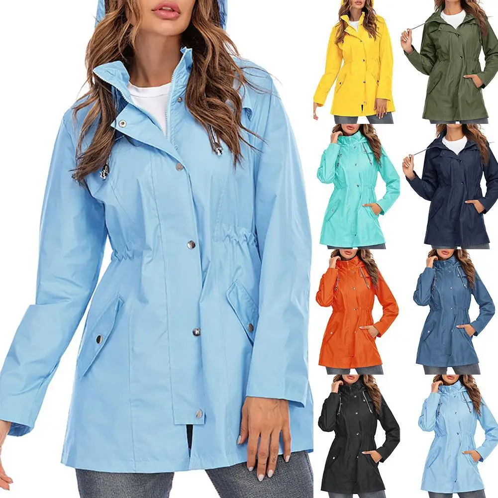

Women Outdoor Rain Jacket Waterproof Lightweight Hoodie Raincoat Windbreaker