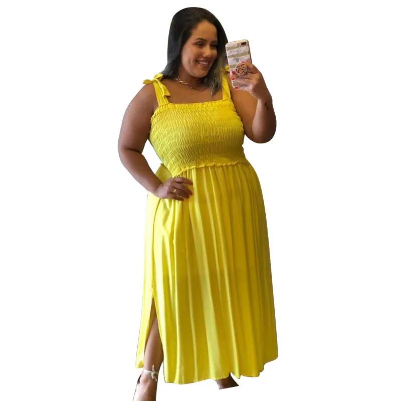 

2021 Summer New Women's Pleated Sexy Slim Bandeau Sling plus Size Dress