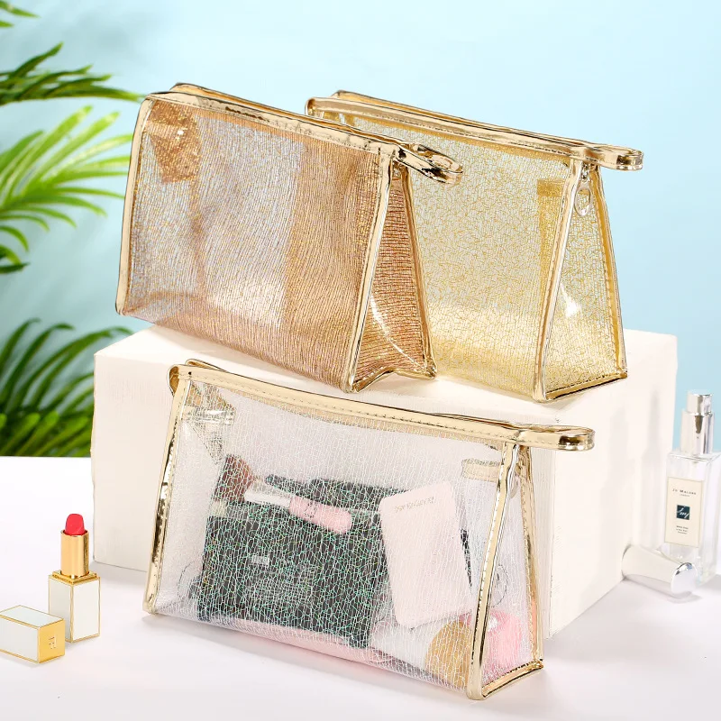 

Gold Women TPU Small Makeup Bags New Creative Travel Transparent Cosmetic Bag Wash Pouch Beauty Storage Case Zipper Toiletry Bag