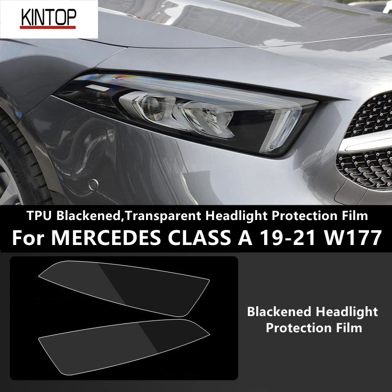 For MERCEDES CLASSE A 19-21 W177 TPU Blackened,Transparent Headlight Protective Film, Headlight Protection, Film Modification