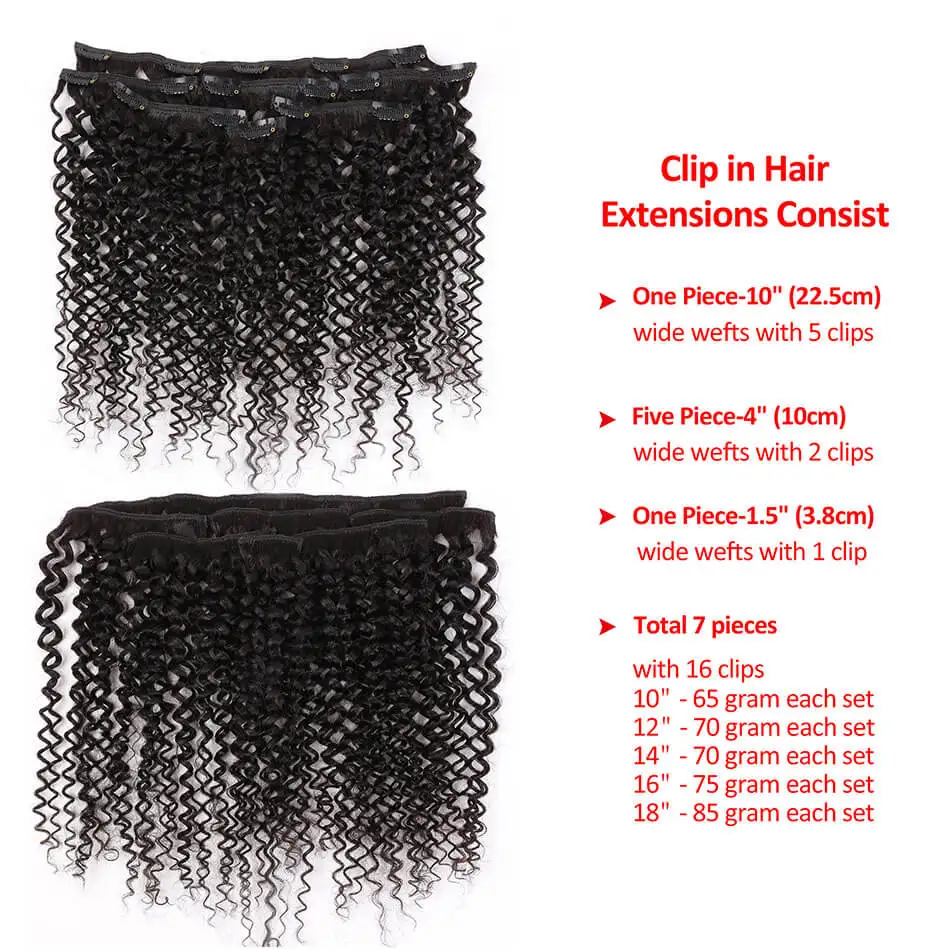 Kinky Curly Clip In Hair Extension 10-18 Inches Synthetic 16 Clips 7Pcs/Set Hairpiece Natural Color For Women | Шиньоны и парики