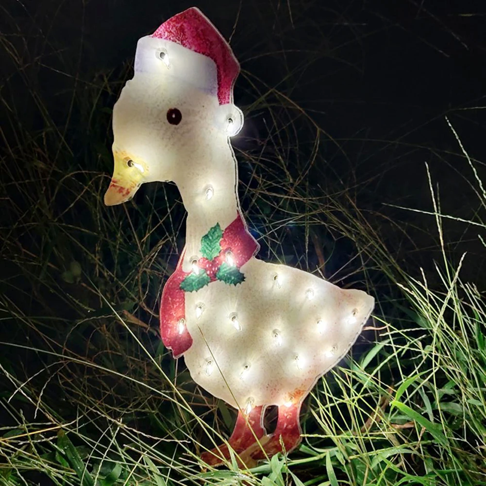 

Рождественские скульптуры светильник утки Ремесло Искусство с шарфом шляпа сад колья светильник s украшения для земного лужайки Открытый ...