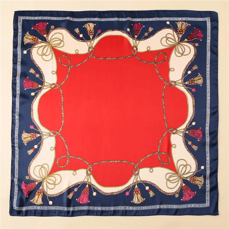 

Luxury Spring and autumn women Square quality Fashion scarves tourism Flower print silk headcloth lady seaside sunscreen shawl