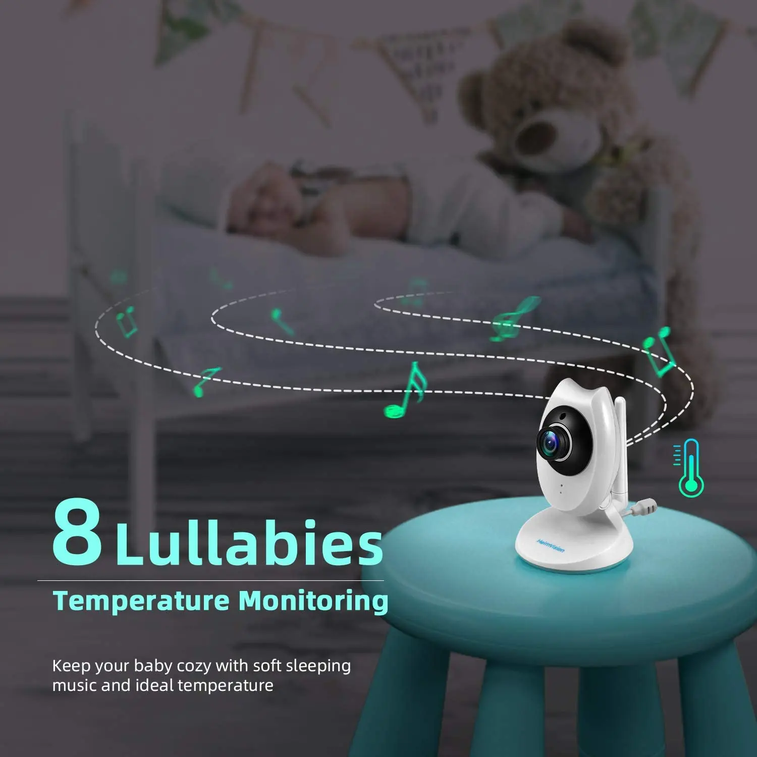 2022 HeimVision HM132 4.3 inch Baby Monitor with Camera Nanny 2-split Screen Night Vision VOX Mode 2 Way Audio Temperature |