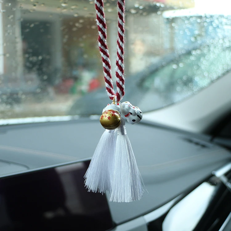 

Car rearview mirror pendant Japan JDM Japanese praying for good luck Daruma lantern cat bell