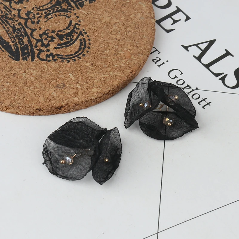 

10pcs Multicolor Pendants With Beads Three Petal Flower Shaped Zinc Alloy Gauze Pendant DIY Necklace Earrings Women Jewelry Gift