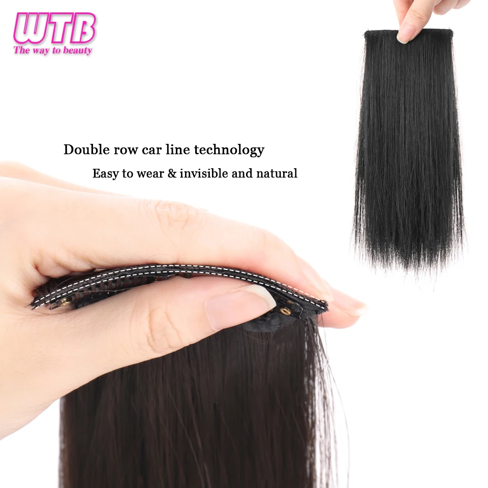 WTB Synthetic Invisable Hair Pads One/two Piece Straight Black Brown Natural Fluffy Seamless Clip inSides of Head Hairpiece