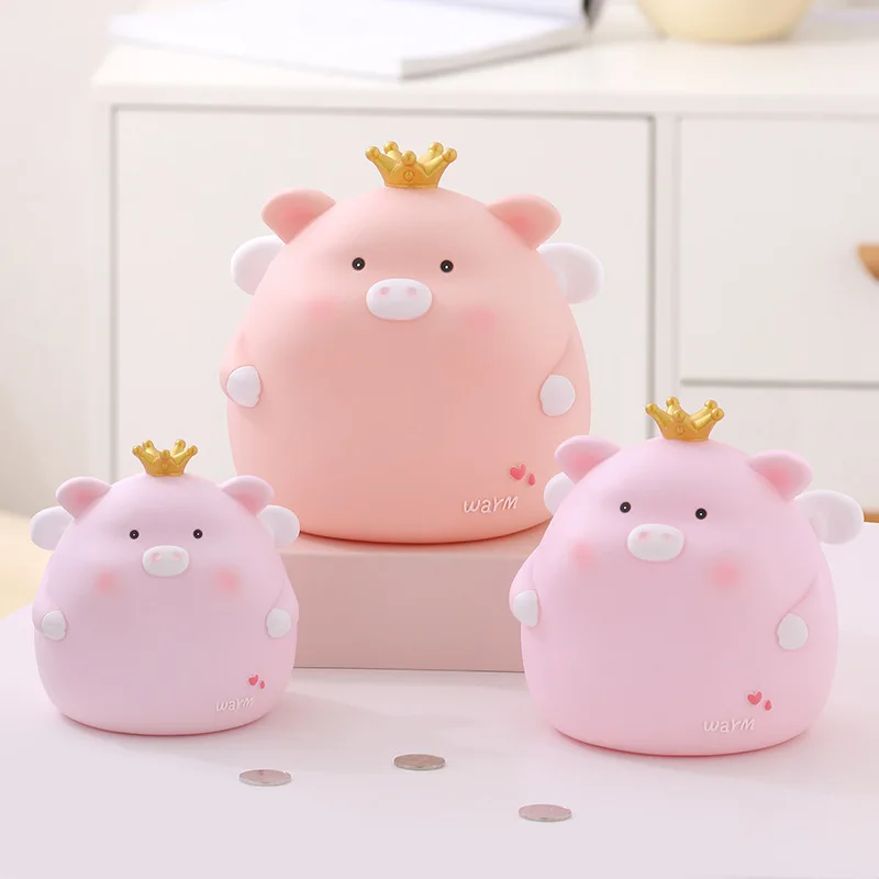 

Cute Cartoon Crown Pig Coin Bank Large Capacity Piggy Bank Adorable Childrens Gift Saving Box for Coins Home Decoration