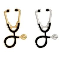 gold silver tiny metal stethoscope brooch pins doctors nurse jewelry colla
