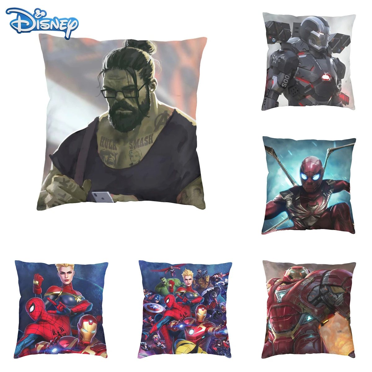 

Marvel Series Hero Character Print Pillowcase Disney Spiderman Groot Ant Iron Man Hulk The Avengers sofa Decorative Pillow Case