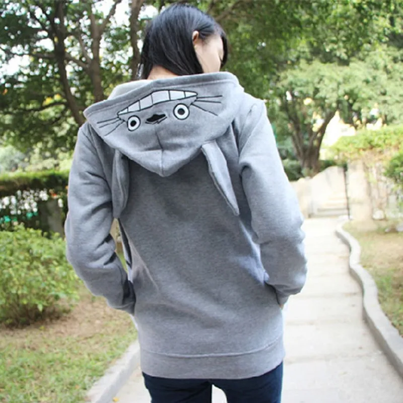 

Totoro Casual Cute Adult Sweater Movie Anime Cosplay Costume Hooded Jacket Autumn Winter Girl Tshirt Velvet Thick Cartoon Cloth