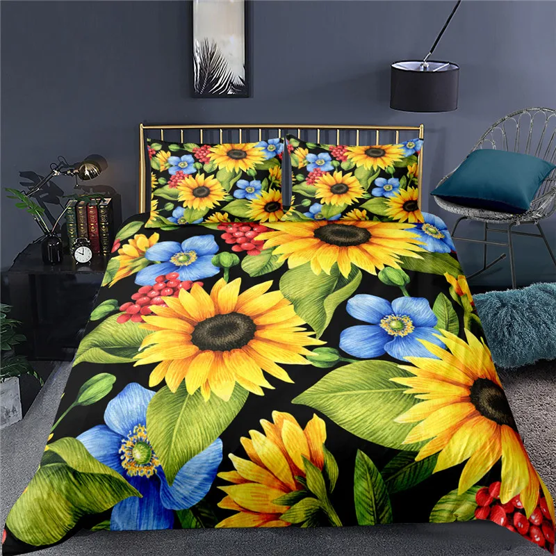 

Luxus 3D Sunflower Drucken Home Living Komfortable Bettbezug-set Kissenbezug Kinder Bettwäsche Set Königin und König EU/UNS/AU/U