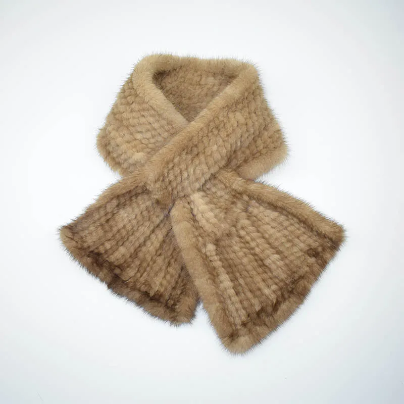 Шарф ручной вязки из меха норки короткий модный воротник натурального женский