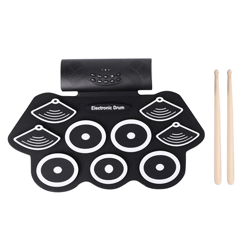 

Electronic Drum Set Electronic Drum Kit Bluetooth Roll Up Portable Practice Pad Kit Builtin Speakers for Kids Beginners