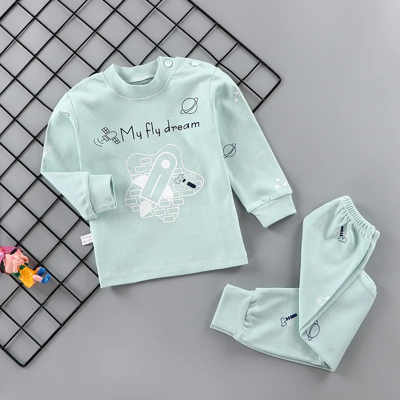 Planet Pajamas set Детские пижамы; комплекты пижам; хлопковые пижамы; детская одежда для отдыха; пижамы с принтом для мальчиков и девочек; комплект одежды из футболки и штанов; одежда для сна - Цвет: Planet Pajamas set