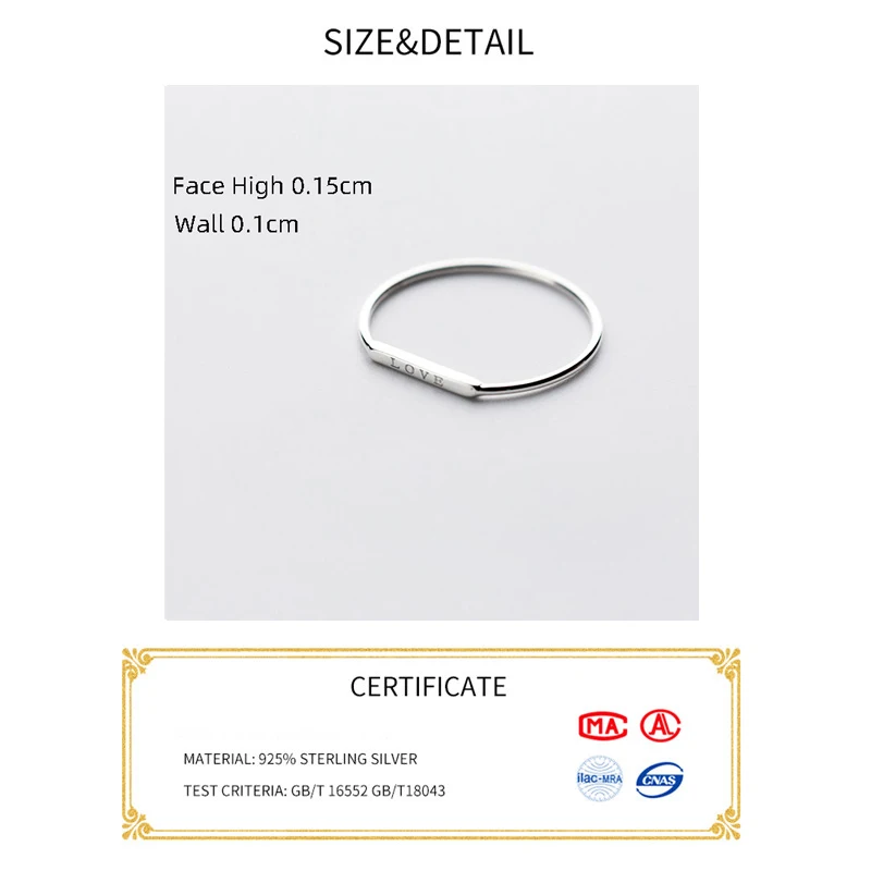 Ла Монада Фингер Женское Кольцо 925 Стерлинговое Серебро Буква Любви Минималистические Кольца Для Женщин в Ювелирных Изделиях.