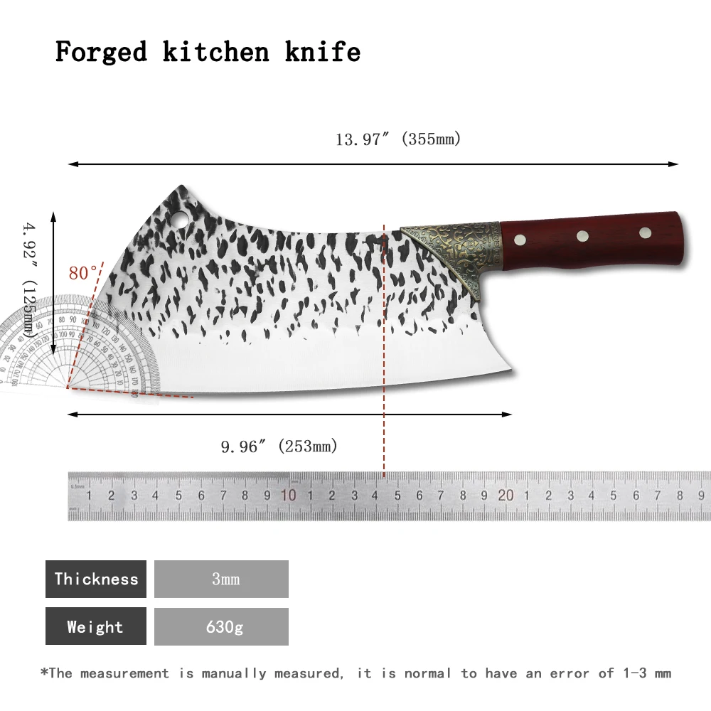 

Sowoll Handmade Chopping Knife Forged 9.5 Inch Butcher Kitchen Knife 5CR15 Stainless Steel Blade Chopper Knife With Wood Handle