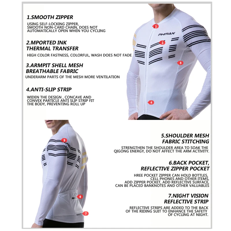 PHMAX длинный рукав Pro Велоспорт Джерси 100% полиэстер Maillot Ropa Ciclismo горный велосипед