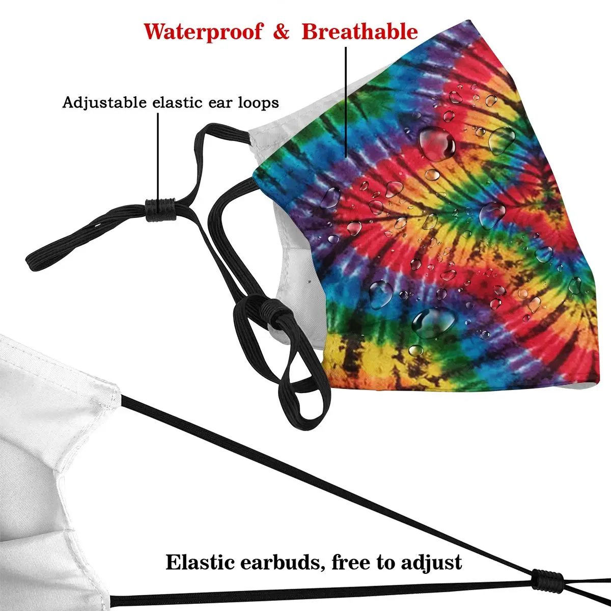 

Rainbow Portal Mandala Tie Dye Dust Mask with PM2.5 Filter Activated Carbon for Adult Facemask Mouth Reusable