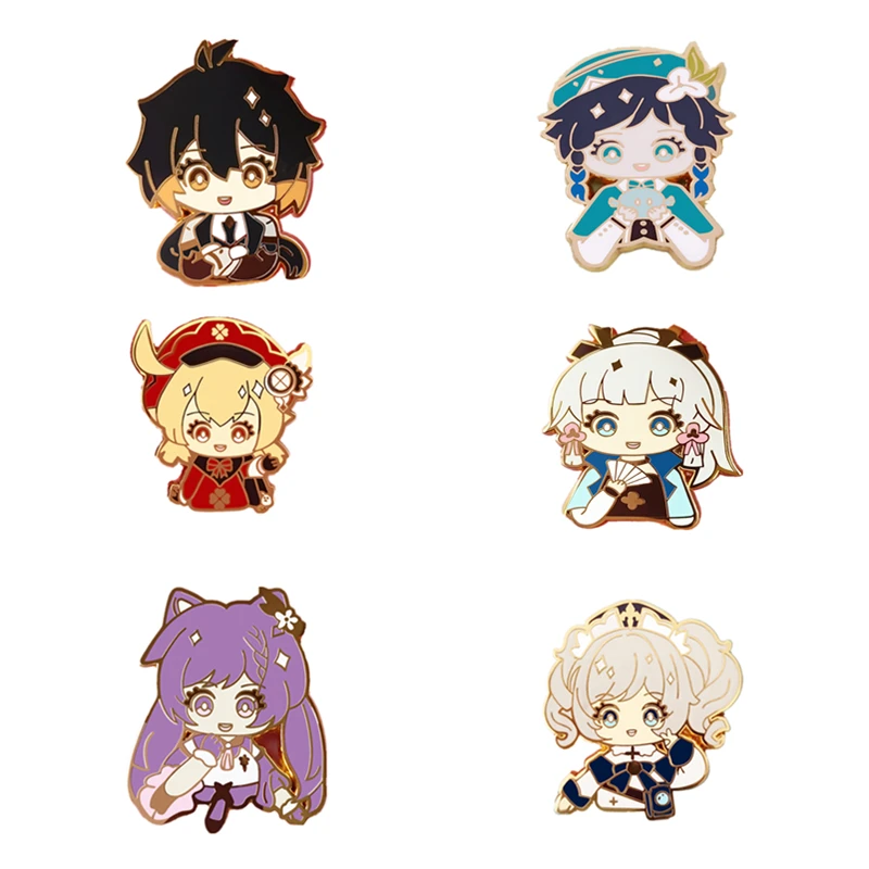 

Kawaii Cute Cartoon Enamel Pin Lapel Pins Badge Brooch Genshin Impacts Game Fans Jewelry Gift