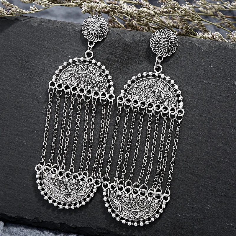 Женские Висячие серьги оверсайз классические овальные с металлической