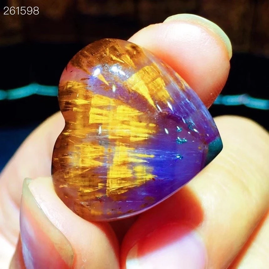 

Natural Cacoxenite Auralite 23 Purple Rutilated Red Heart Pendant 20.6x22.5x7.3mm Rutilated Bead Women Men Rare AAAAAA