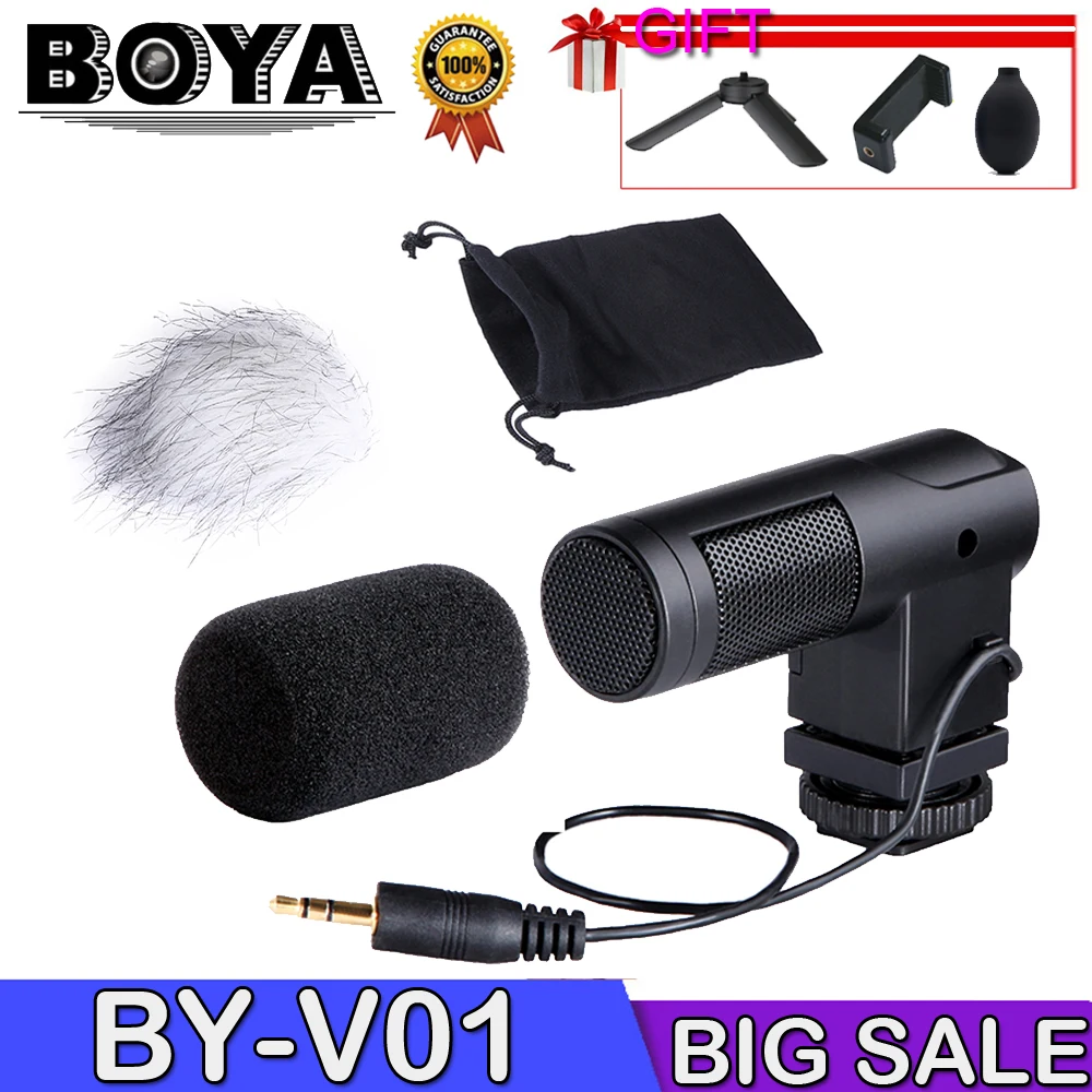 BOYA BY-V01 3 5 мм разъем мини стерео микрофон X/Y камера конденсаторный для цифровой DSLR