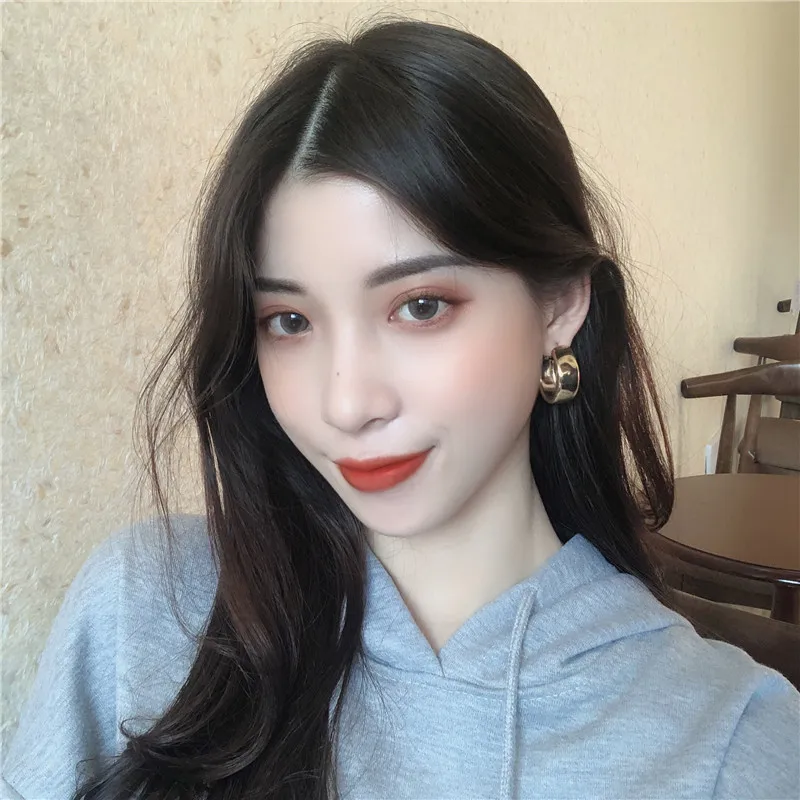 Hyperbole Pure Color C Shaped Drop Earrings Korean Simple Semicircle Metal for Women Girls Ear Jewelry Gift Wholesale | Украшения и