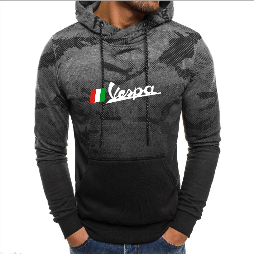 

VESPA Logo Fashion Camouflage Splash Ink Color 2021 New Spring Autumn Personality Men's Hoodie Youth Casual Sports Top