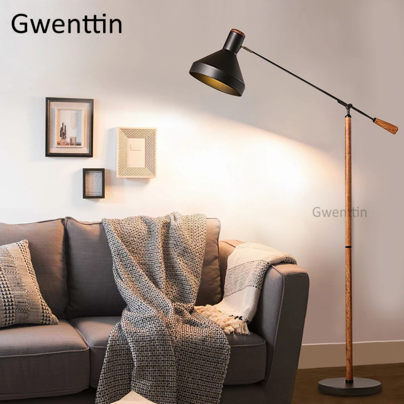 Скандинавская деревянная Напольная Лампа современные светодиодные