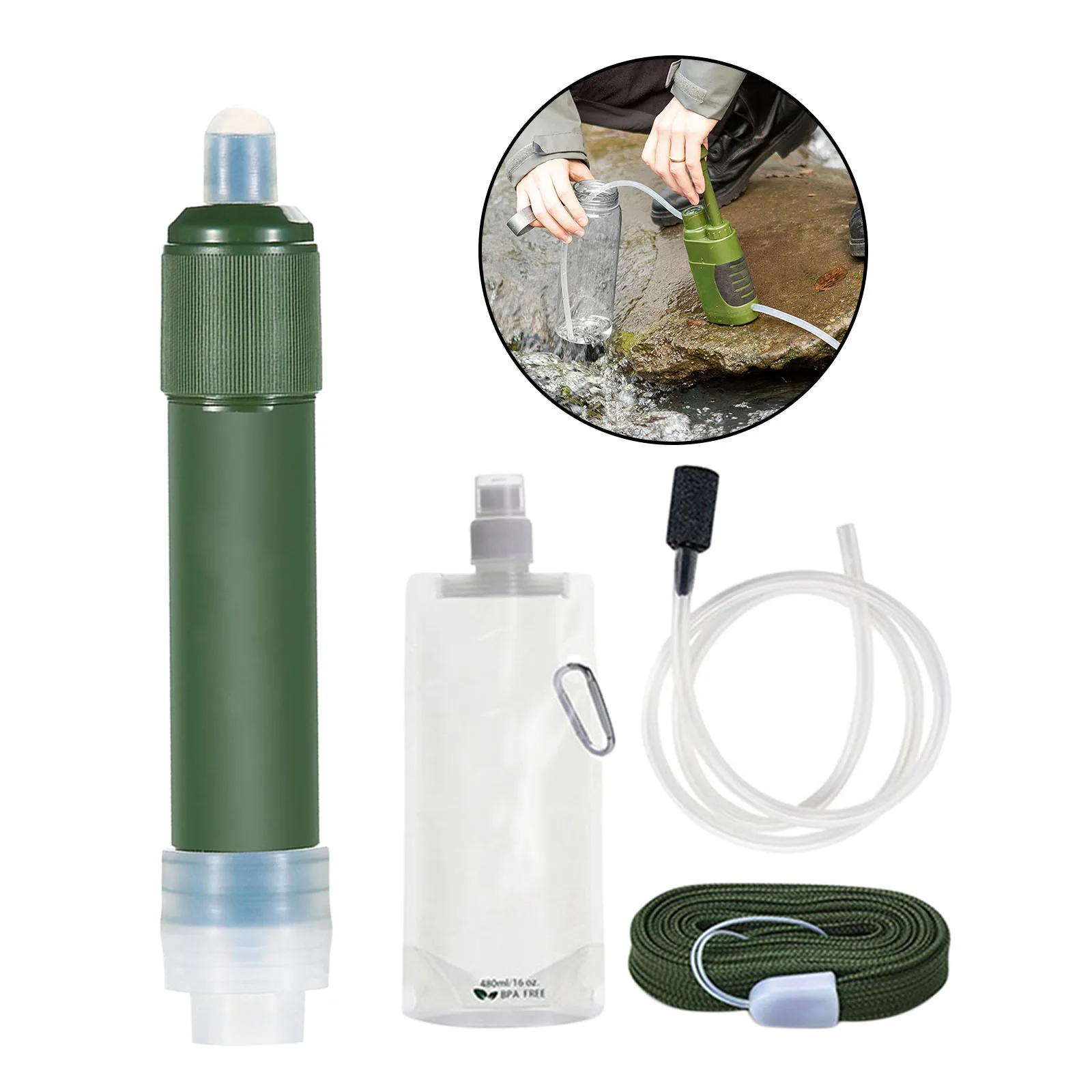 

Compact Outdoor Survival Water Filter Straw Purifier Filtration Hiking