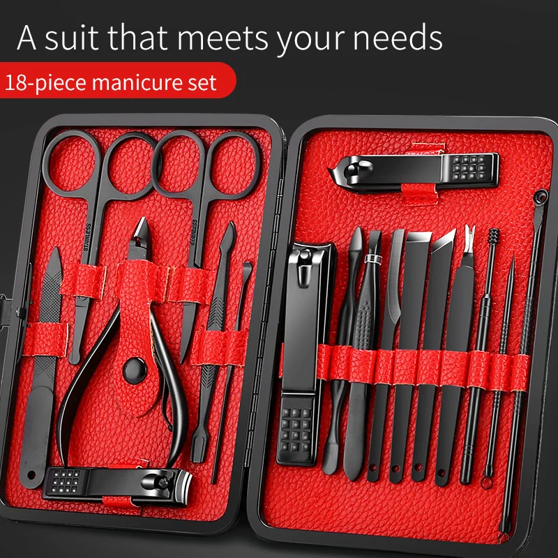 18pcs/set New Manicure Nail Clippers Pedicure Set Portable Travel Hygiene Kit Stainless Steel Cutter Tool | Красота и здоровье