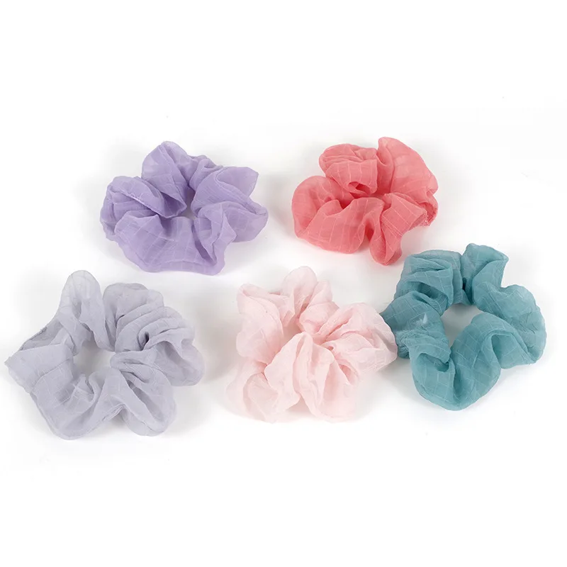 Элегантные шифоновые женские эластичные резинки для волос ярких цветов сетчатые