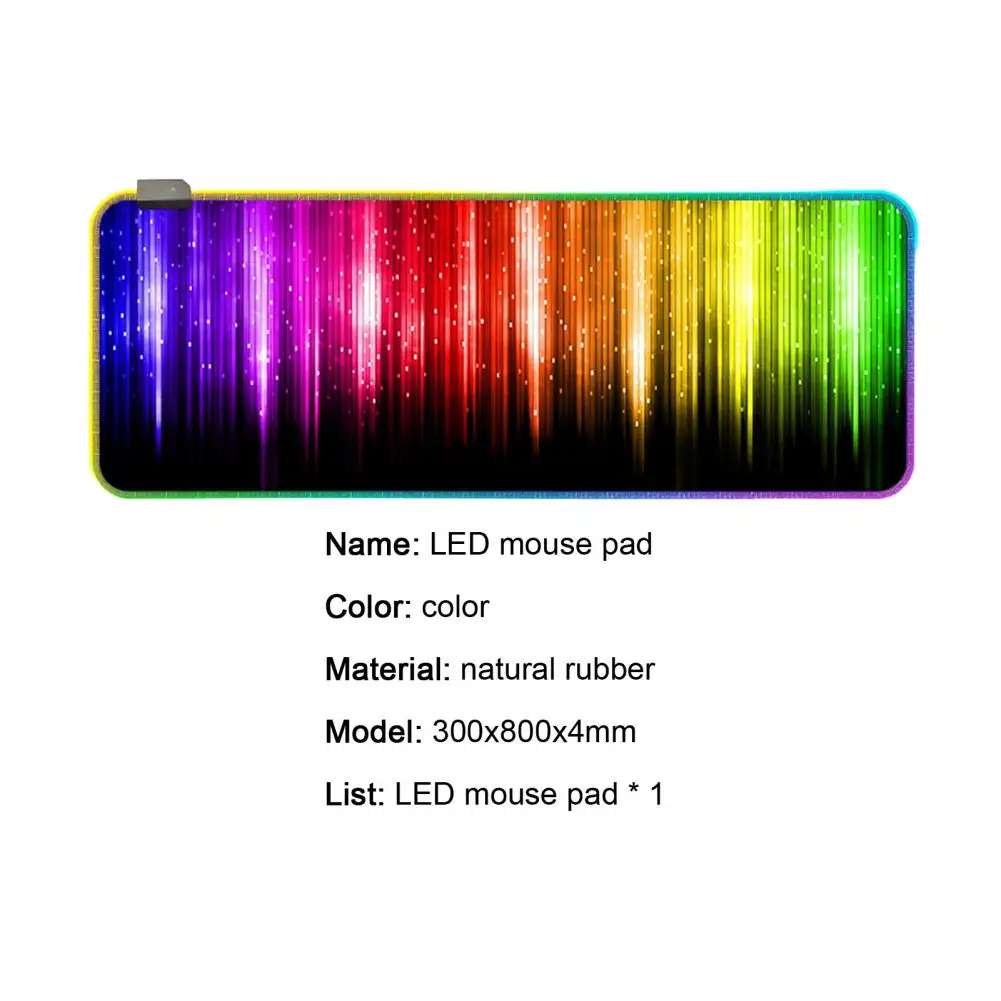 

Colorful RGB Light Effect Rubber Computer Gaming LED Mouse Pad Mat for Office
