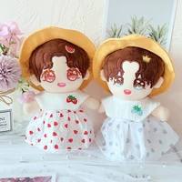 20cm dolls replaceable clothes toy baby wear doll clothes strawberry dress fisherman hat set christmas gifts