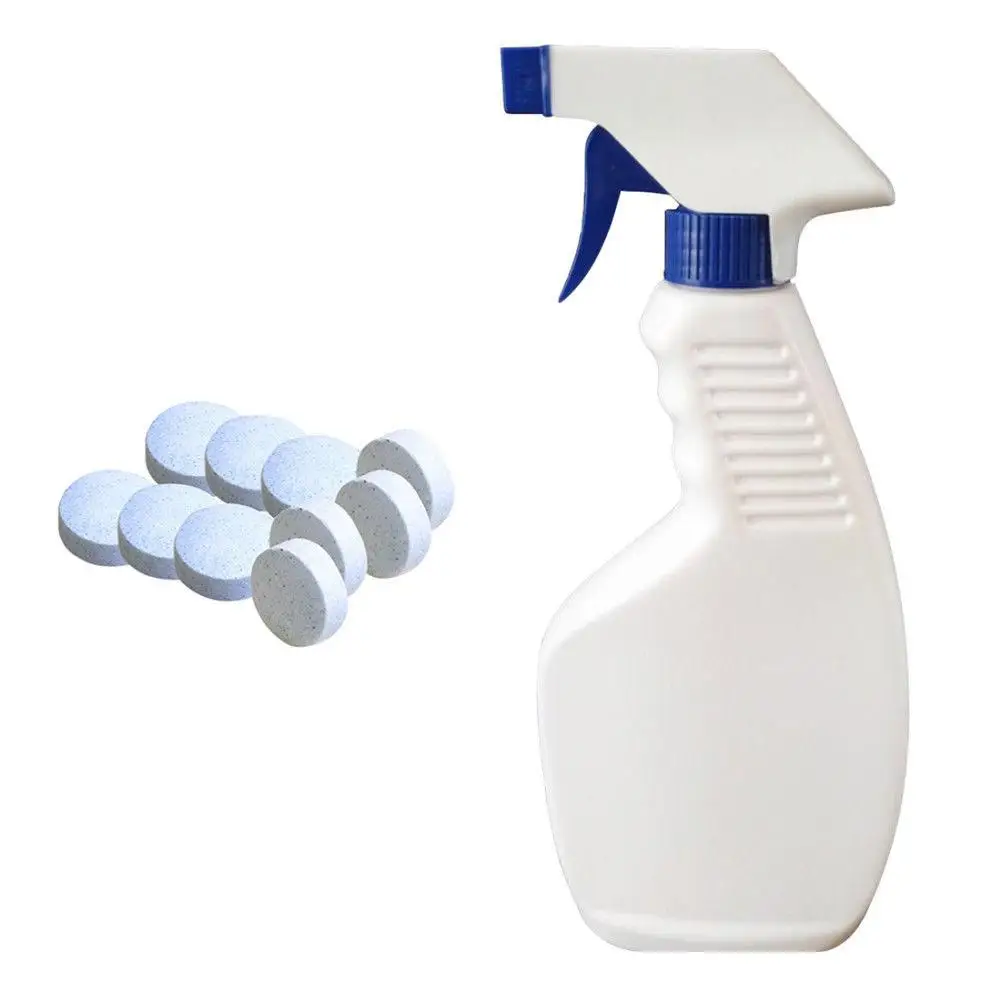 

10Pcs Universal Effervescent Cleaner Tablets + Sprayer Home Car Glass Cleaning