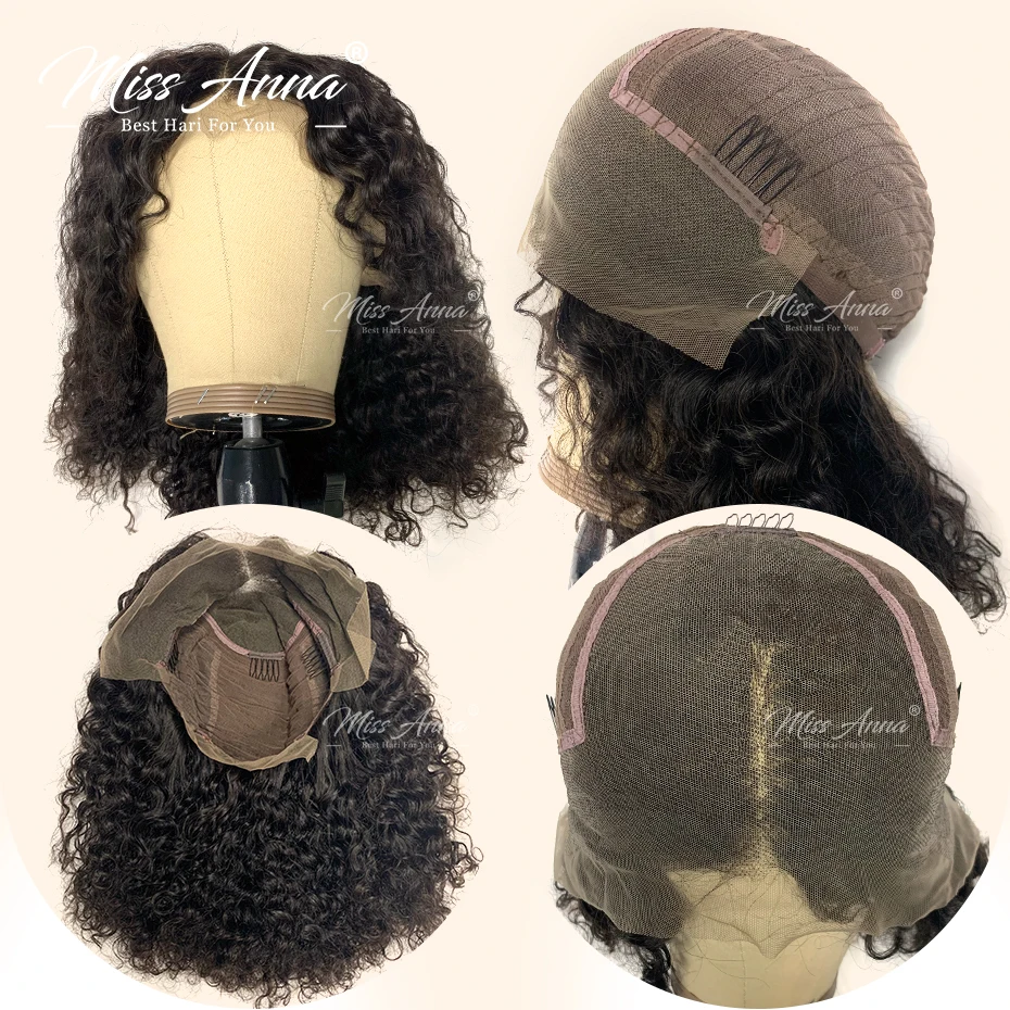 

Missanna 18-32 Inch 180 density Brazilian Water Wave 100% Human Hair 13x4 Lace Frontal Wigs Remy Quality Natural Color Curly wig