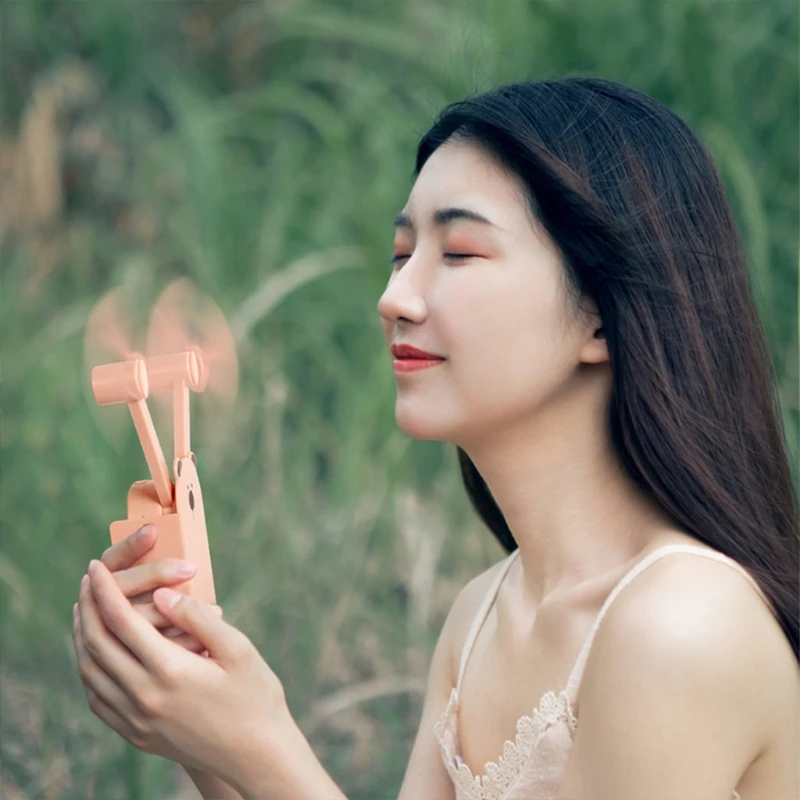 

Mini Cartoon Neck Fan Portable Cartoon Hanging Neck Fan 3000mAh Rechargeable Foldable Double-head Mini USB Personal Fan