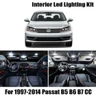 100% Белая светодиодная лампа внутреннего освещения без ошибок, купольный светильник для внутреннего освещения, набор для 1997-2014 Volkswagen VW Passat B5 B6 B7 CC Sedan Variant