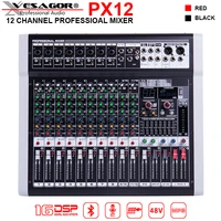 mixer audio px12 12 channel audio mixer dj controller sound board with 16 dsp effect usb bluetooth xlr aux input interface audio