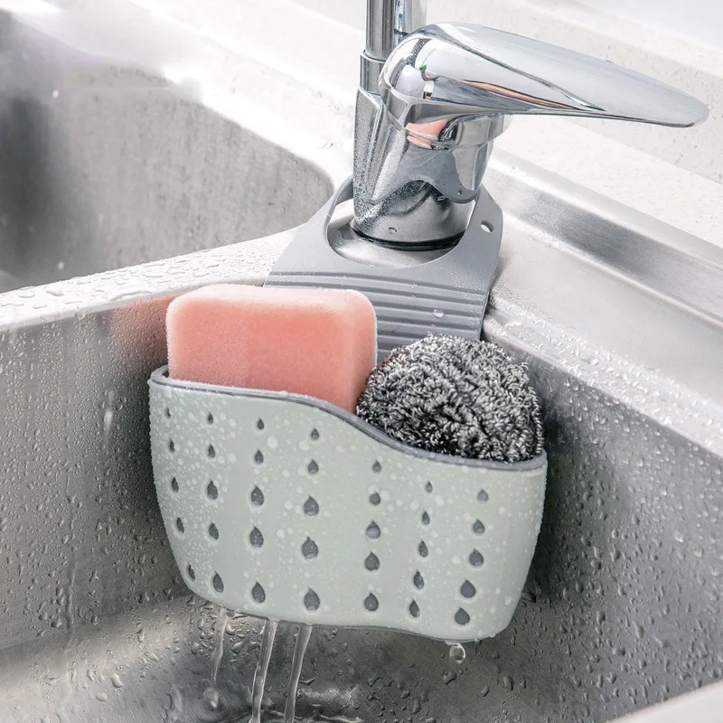 

1Pcs Kitchen Accessories Utensils Organizer Adjustable Snap Sink Soap Sponge Holder Kitchen Hanging Drain Basket Kitchen Gadgets